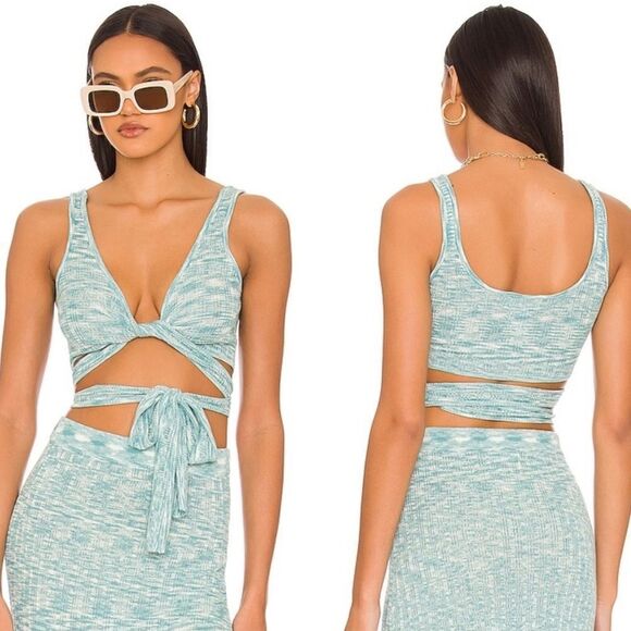 NWT L*Space Zephyr Wrap Crop Top in Poolside S - Picture 1 of 10